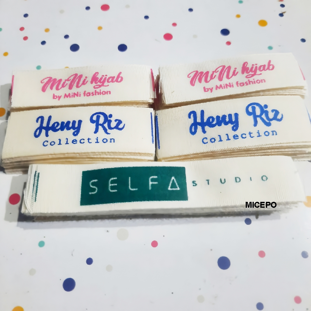 Micepo Label baju, label hijab bahan katun pengganti label woven atau pengganti label bordir