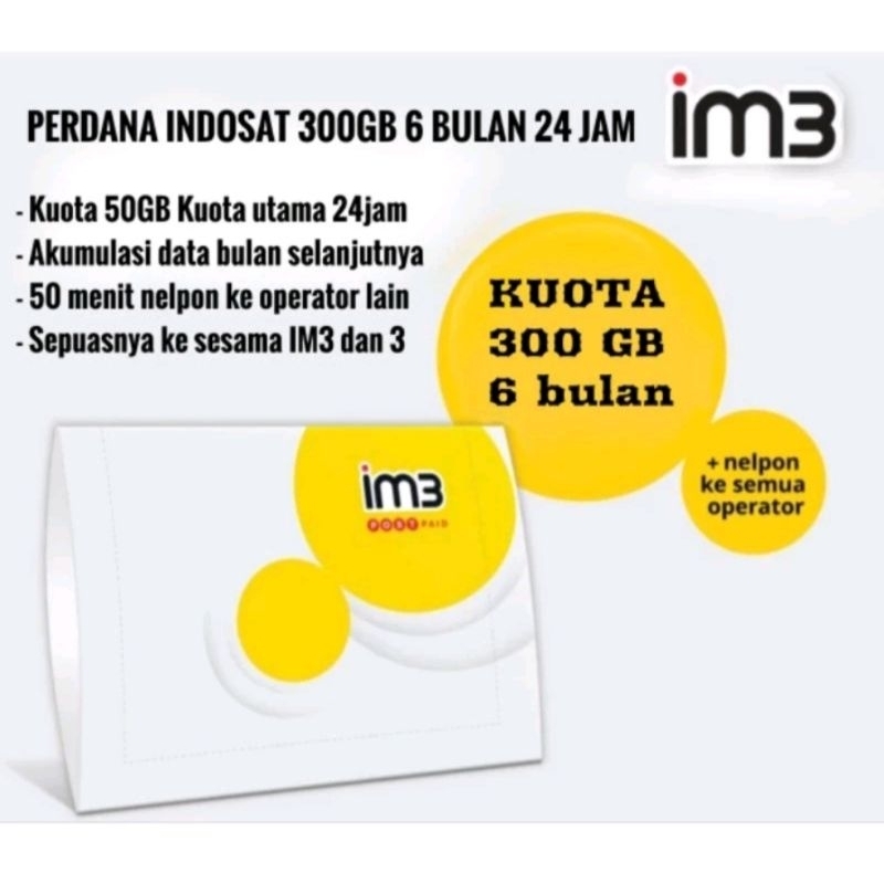 KARTU PERDANA PASCABAYAR INDOSAT PLATINUM50 (6 BULAN) LANGSUNG AKTIF 300GB / 6 BULAN UNLIMITED FULL 