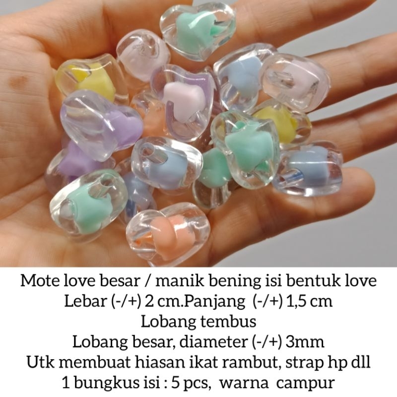 mote love besar / mote love bening isi / manik love bening / manik love isi / manik love transparan 