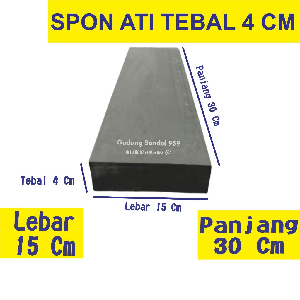 SPON ATI / BUSA ATI / SPON EVA TEBAL 4 CM WARNA HITAM UKURAN 15 CM X 30 CM
