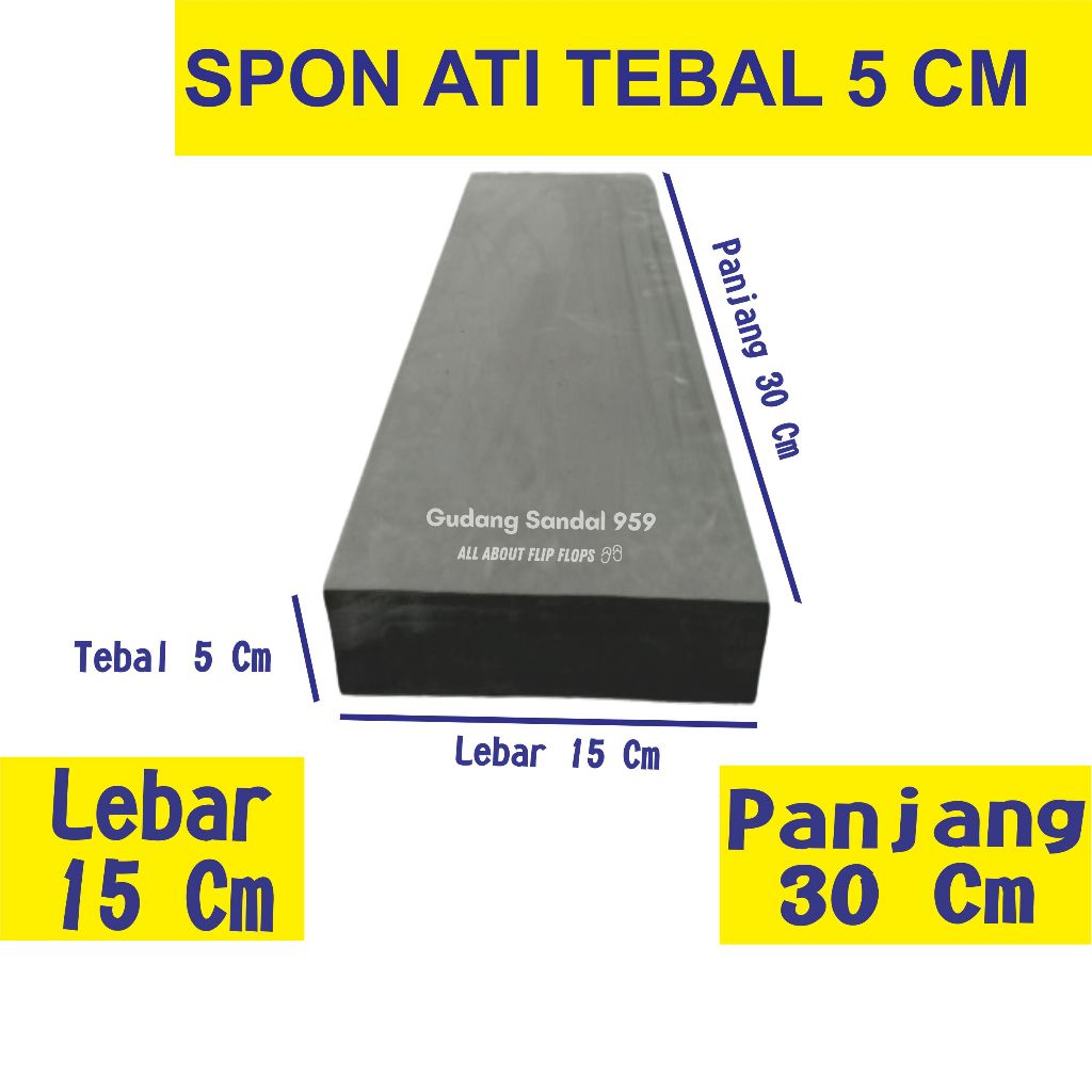 SPON ATI / BUSA ATI / SPON EVA TEBAL 5 CM WARNA HITAM UKURAN 30 CM X 15 CM