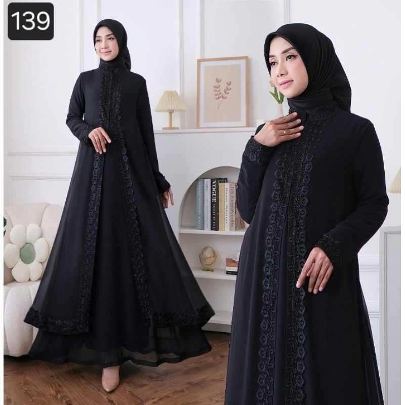 dress hitam dress umroh hajji dress agnes hijab dress lebaran