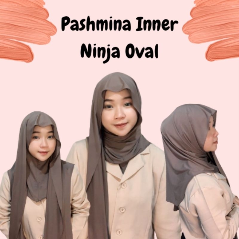 phasmina Inner Ninja/pashmina 2in1 menutup leher/pashmina oval panjang