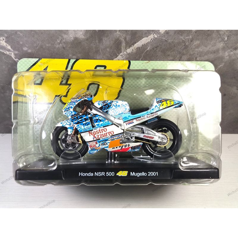 Diecast Miniatur Motor Valentino Rossi Honda NSR 500 46 Mugello 2001 Leo Models