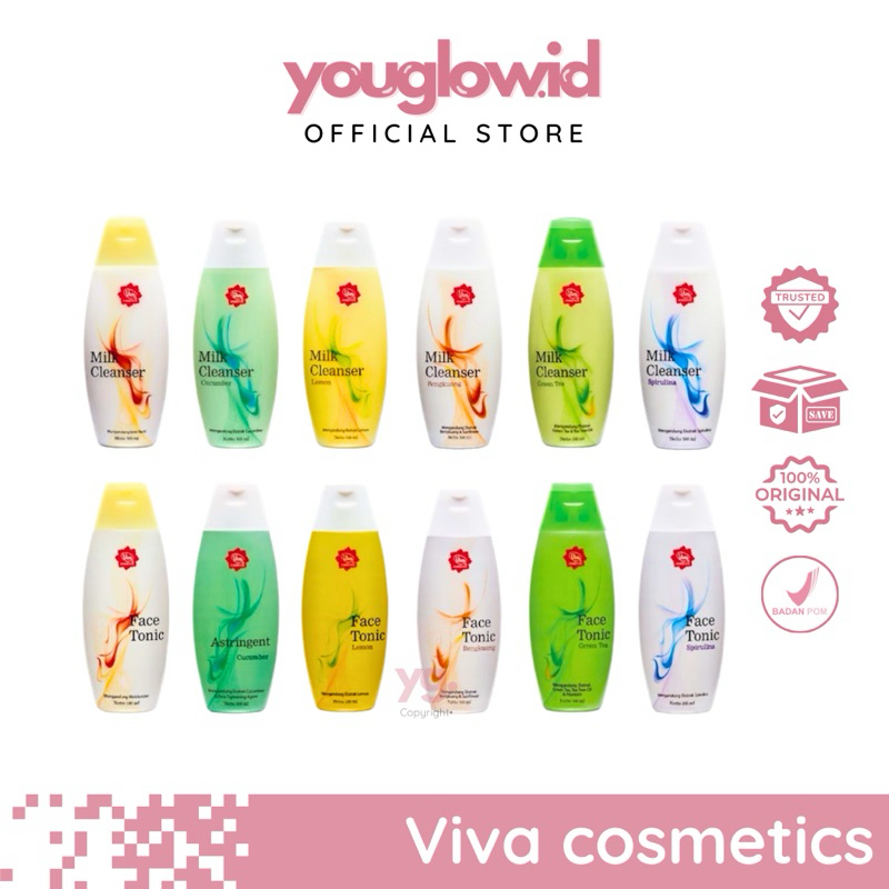 VIVA COSMETICS Milk Cleanser Face Tonic Susu Pembersih Toner Penyegar Kulit Wajah Kusam Jerawat Sens
