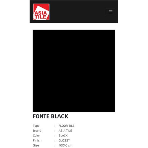 Keramik Lantai Hitam - Asia Tile Fonte GLOSSY  Black - 40x40