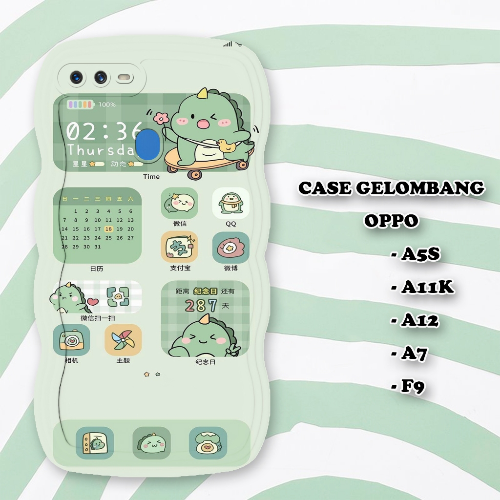 Soft Case GELOMBANG Hp OPPO A5S - A12  - A11K - A7 - F9  -  Case Pro Camera - Fashion Case Motif Din