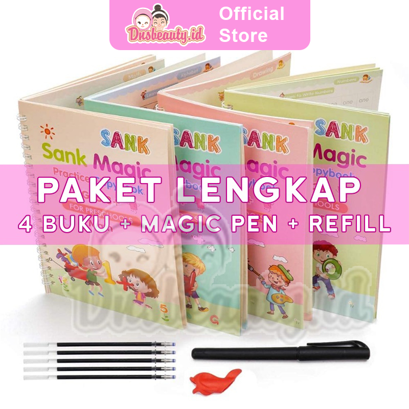 

Paket 5IN1 SANK Magic Practice Book Buku Sank Magic Buku Belajar Anak Belajar menulis + Pulpen Refill