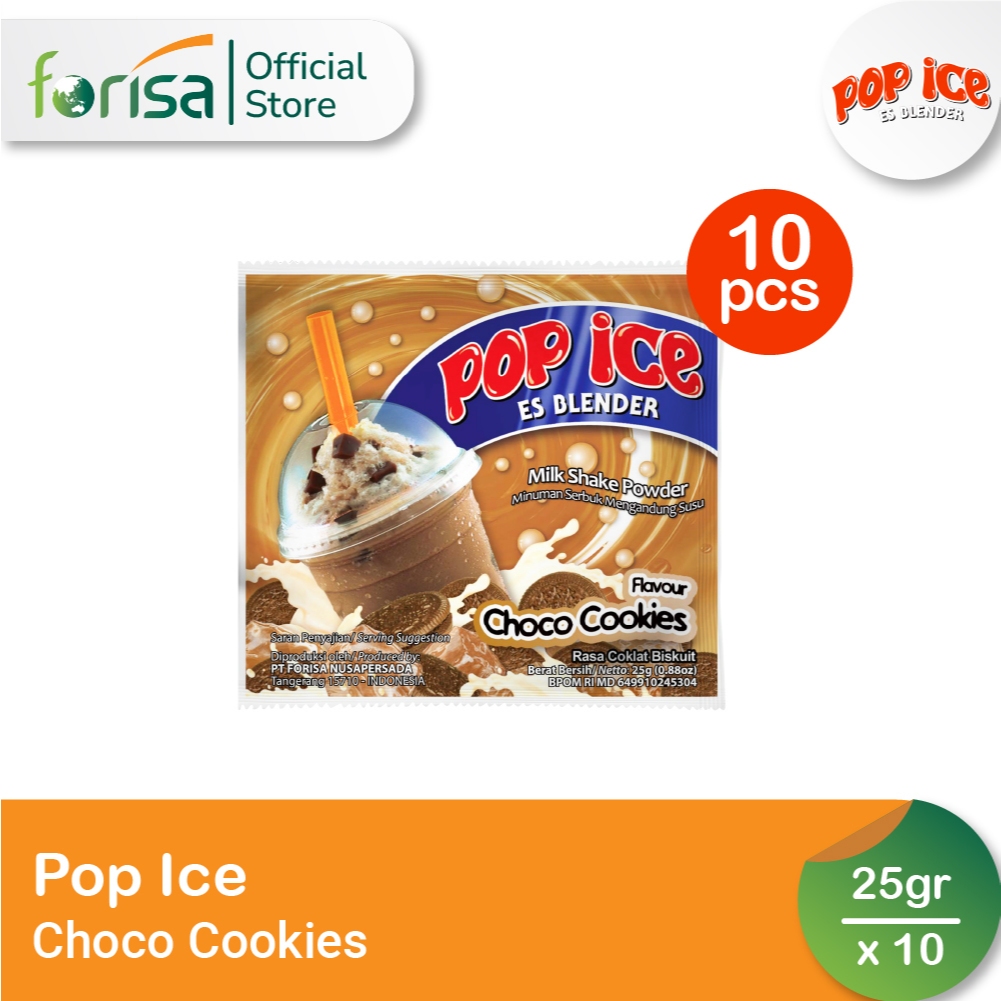 

Pop Ice Milk Shake Powder Cokelat Biskuit 25 gr 10 Pcs