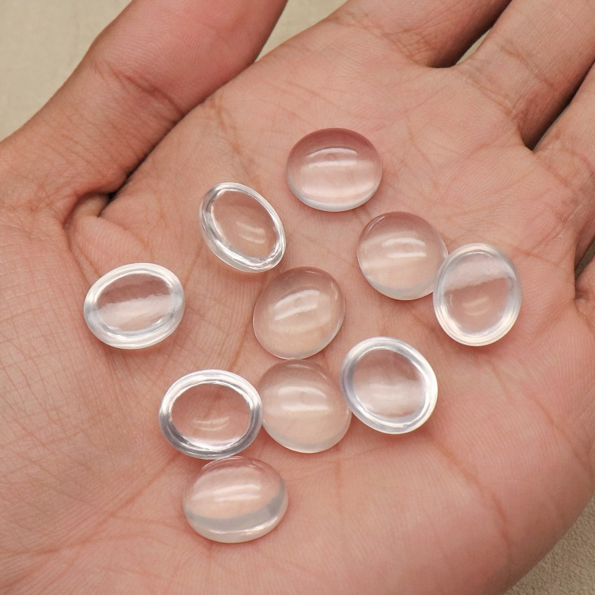 NATURAL ROSE QUARTZ OVAL CABOCHON SIZE 12x14 mm | BATU PERMATA NATURAL ROSE QUARTZ | BATU ROSE QUART