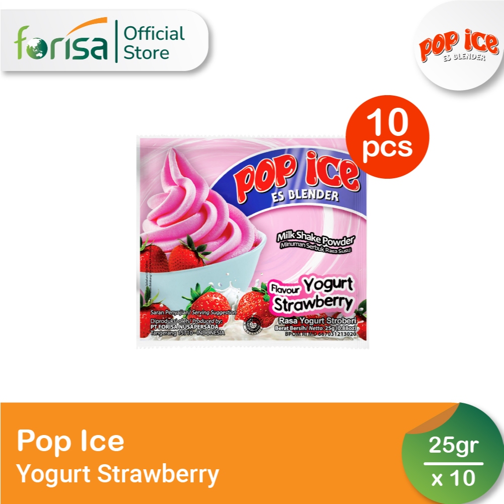 

Pop Ice Milk Shake Powder Yoghurt Stroberi 25 gr 10 Pcs