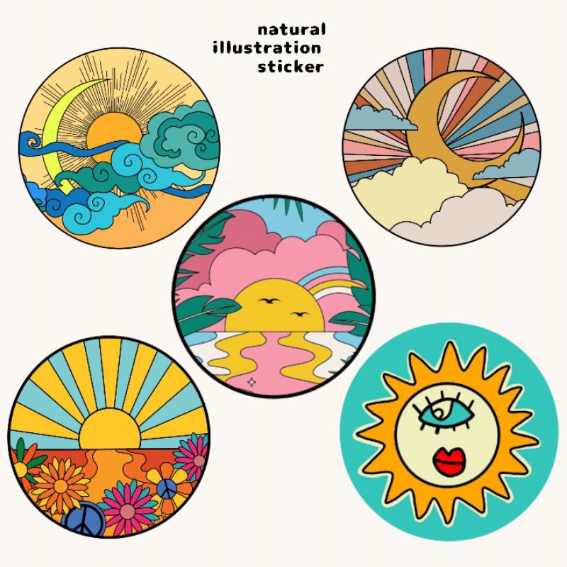 

natural illustration sticker pack kualitas gambar HQ