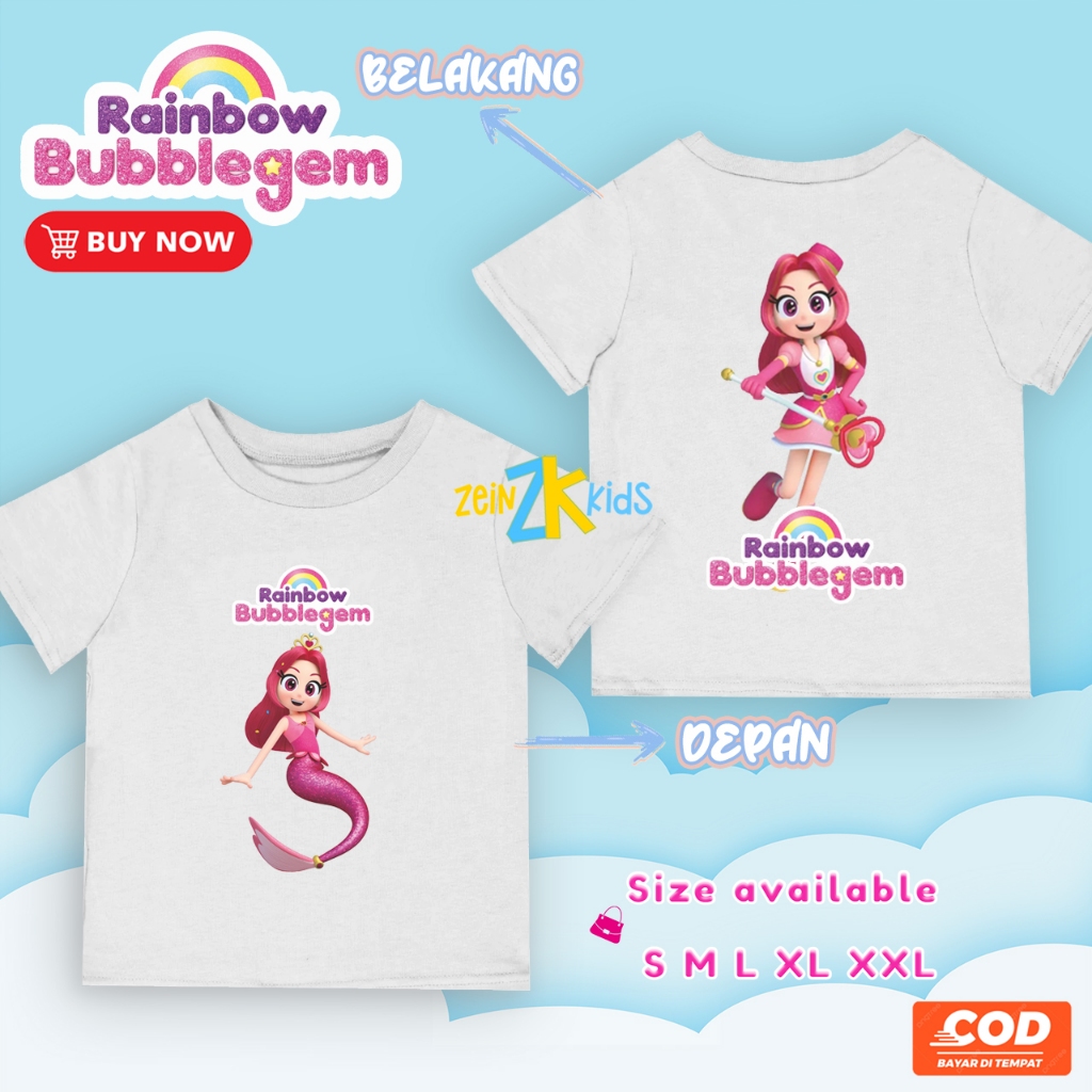 Baju Anak Rainbow Bubblegem Red Ruby | Kaos Anak Rainbow Bubblegem Ruby
