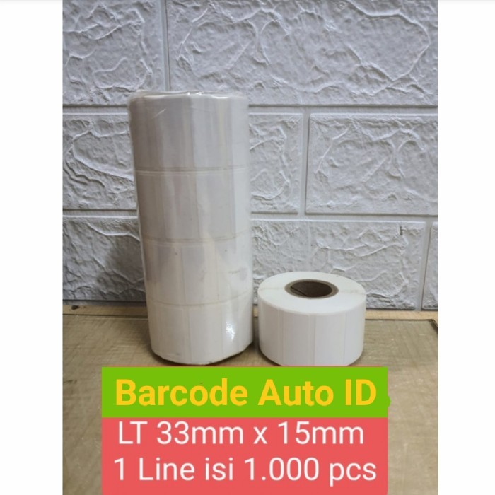 

Stiker Label Barcode Thermal 33x15 1Line 1000pcs Core 1"MURAH Kertas L