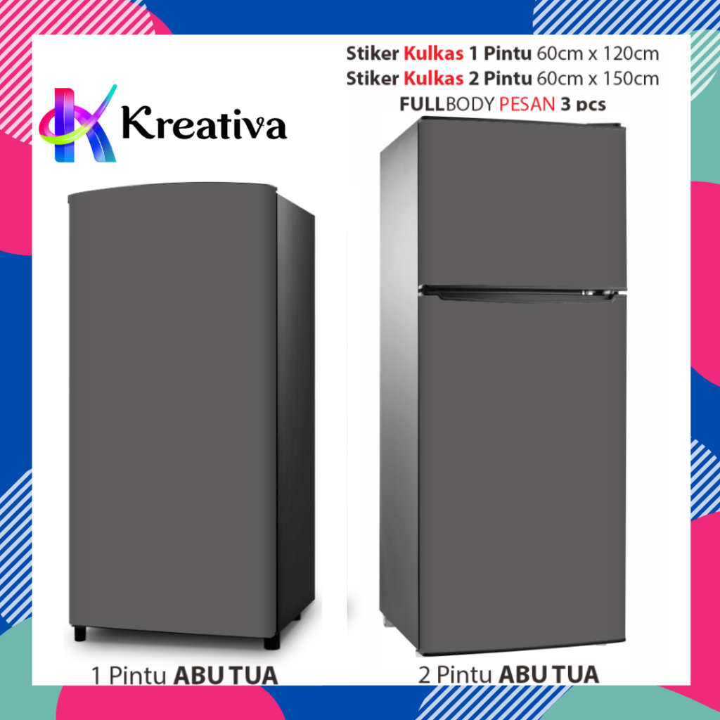 Stiker Kulkas 1 Pintu Atau 2 Pintu Standar Warna Polos