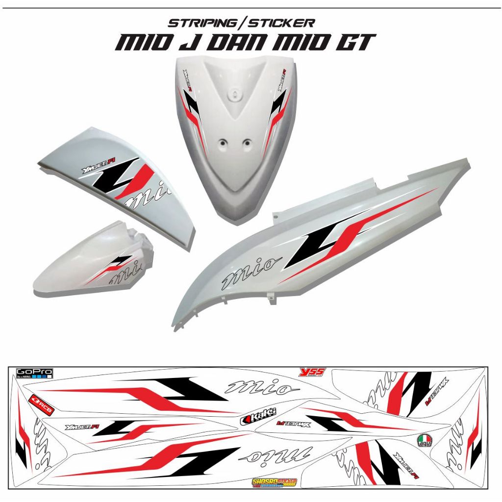 STIKER ALL MOTOR MIO J / VARIASI STRIPING MIO GT VARIASI STIKER MIO J PUTIH