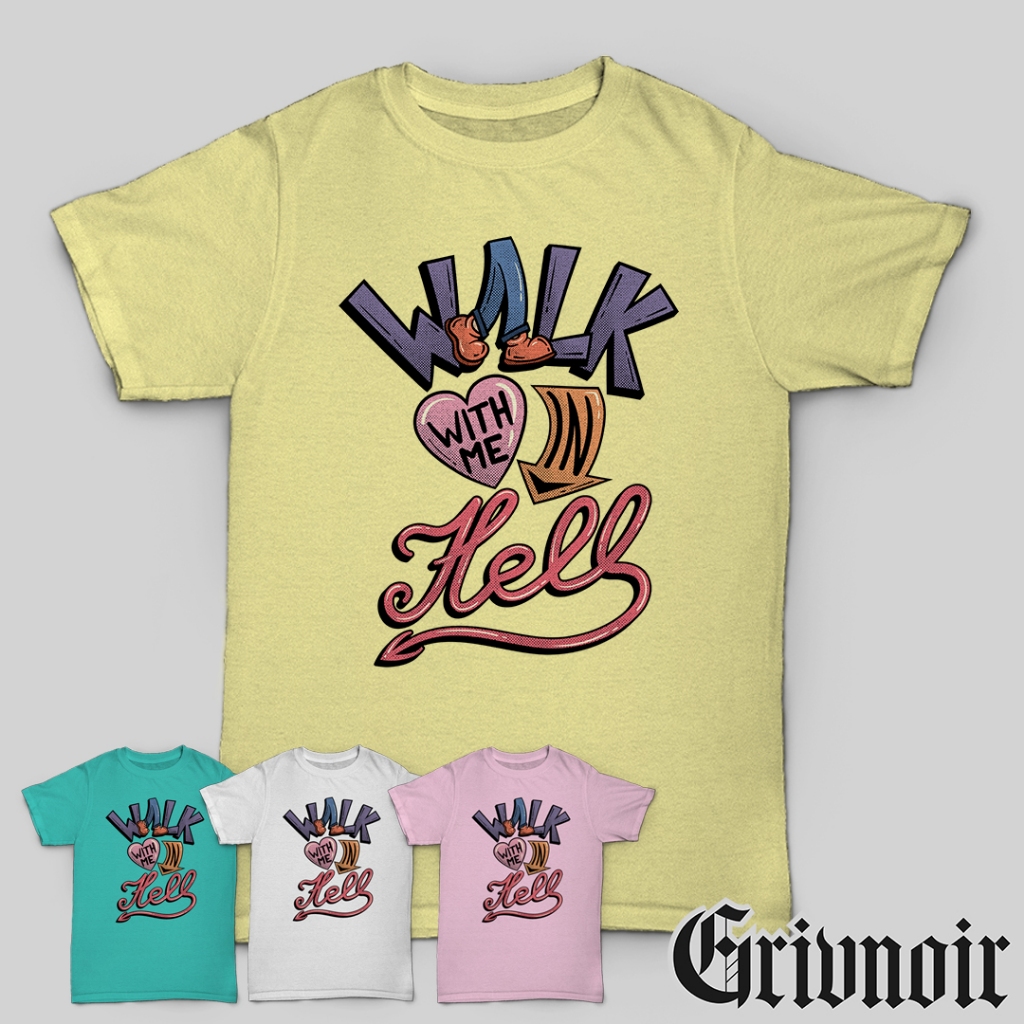 Kaos Walk With Me In Hell Lamb Of God Parody Hammersonic Merch Merchandise Metal Band Lettering Typo