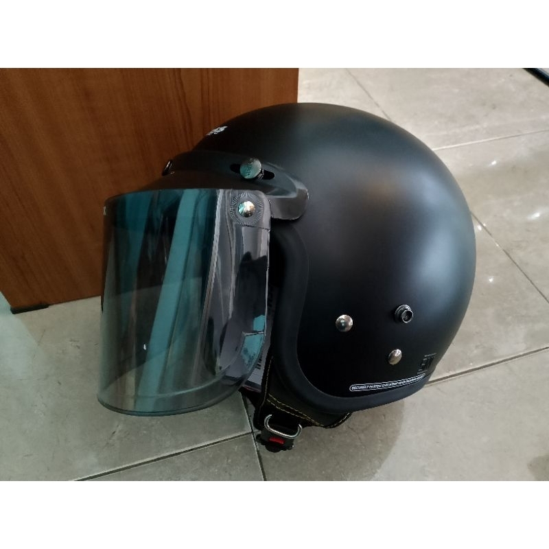 Helm Cargloss Cfm Black Doff Original Plus Kaca Datar