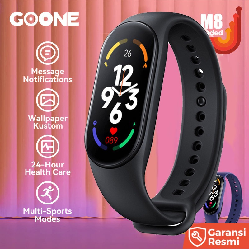 GOONE NEW 2023 M8 Smartwatch Bluetooth IP67 Waterproof Touch Screen Smartband Bracelet Play Music Sport Health Tracker Blood Pressure Monitoring Jam Tangan Pria Jam Tangan Wanita