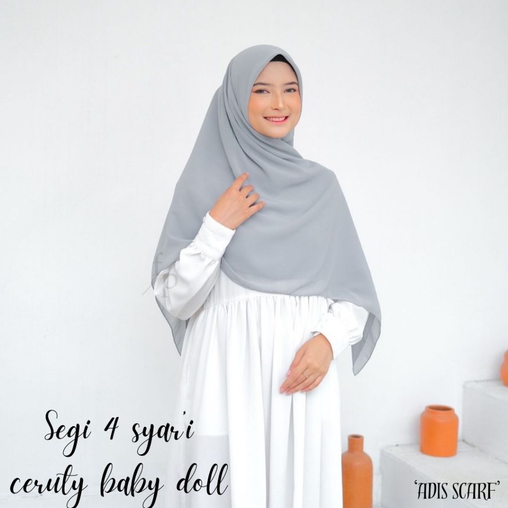 Segiempat 130x130 ceruty babydoll | Jilbab ceruty Jumbo syar'i 130x130 cm