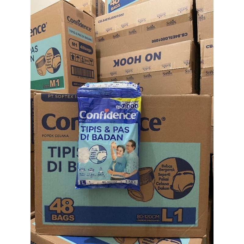 confidence M L 1 karton isi 48 sachet popok celana lansia pants || lifree