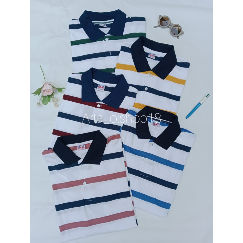Kaos Kerah Salur Kaos Wangki Salur Dewasa Polo Salur Dewasa Baju Pria dewasa Kaos Kerah Stripe