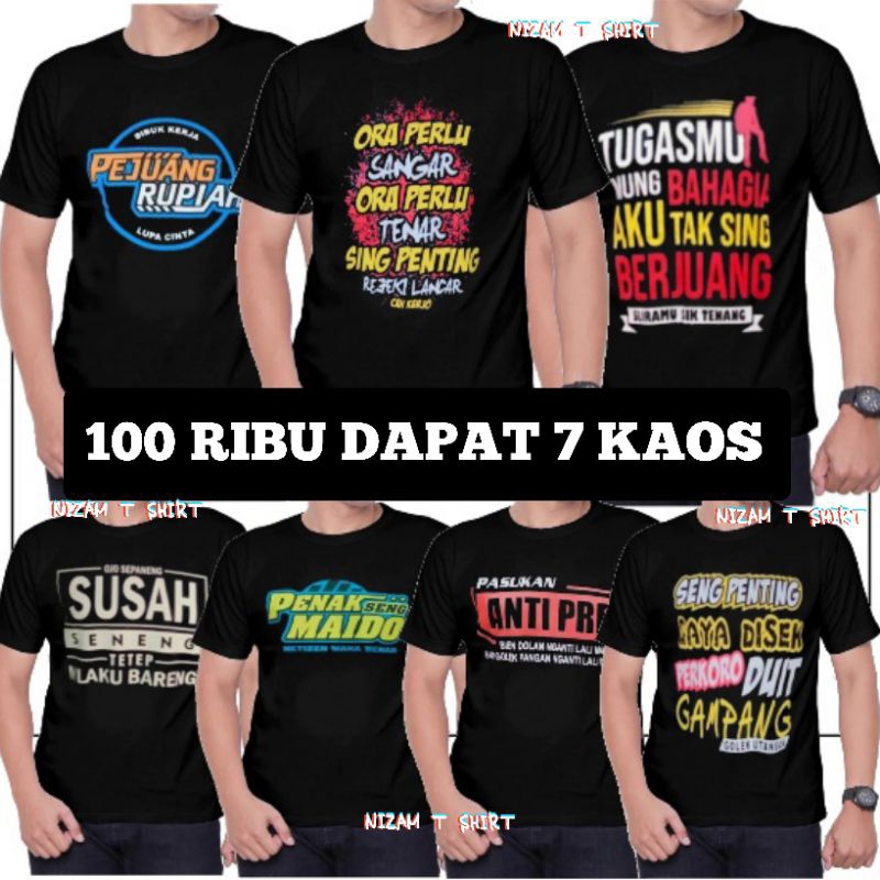 Kaos kata 100rb dpt 7 pcs Kaos kata-kata jawa kaos atasan pria wanita