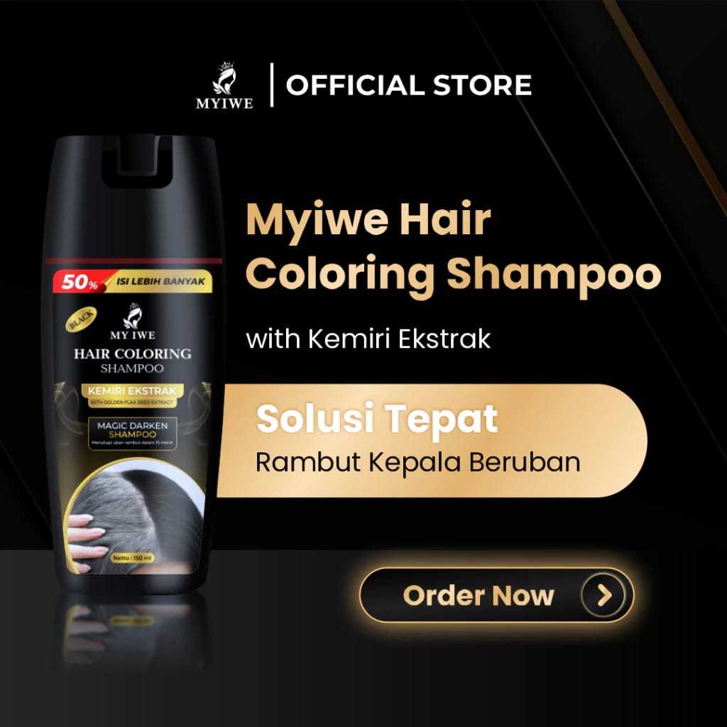 My Iwe Hair Coloring Shampoo Penghilang Uban Original - Shampo Penghitam Rambut Uban Permanen Ori - 