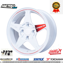 VELG RACING HSR SPEDSTER RING 14 PCD 4X114,3 WARNA GLOSY WHITE