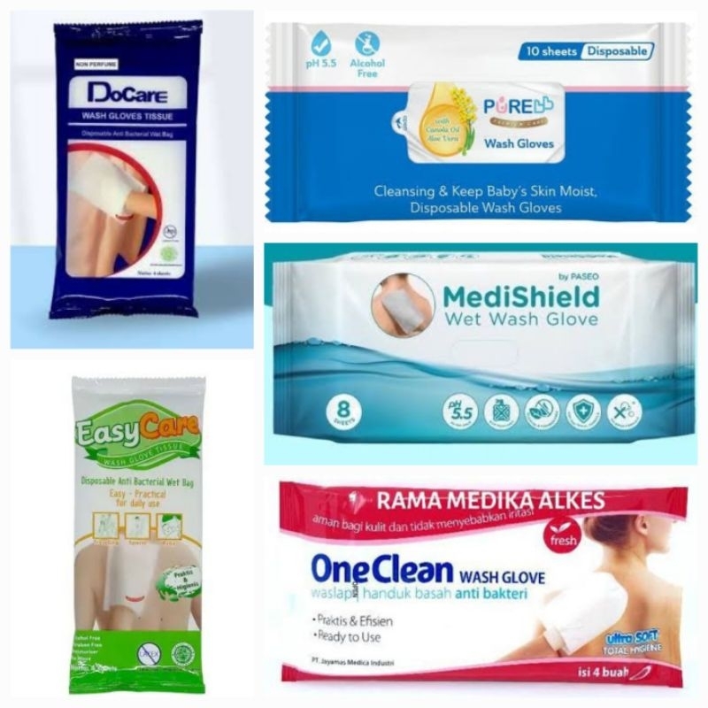 Paseo Medishield Wet Wash Glove 8s - Purebaby Pure Baby Medis Shiel By Paseo Waslap Basah - Docare T