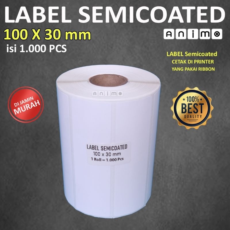 

bib Label Semicoated 100 x 30 - Label Barcode Semicoated 100x30 MM - Stiker Semicoated 10x30 Cm Isi