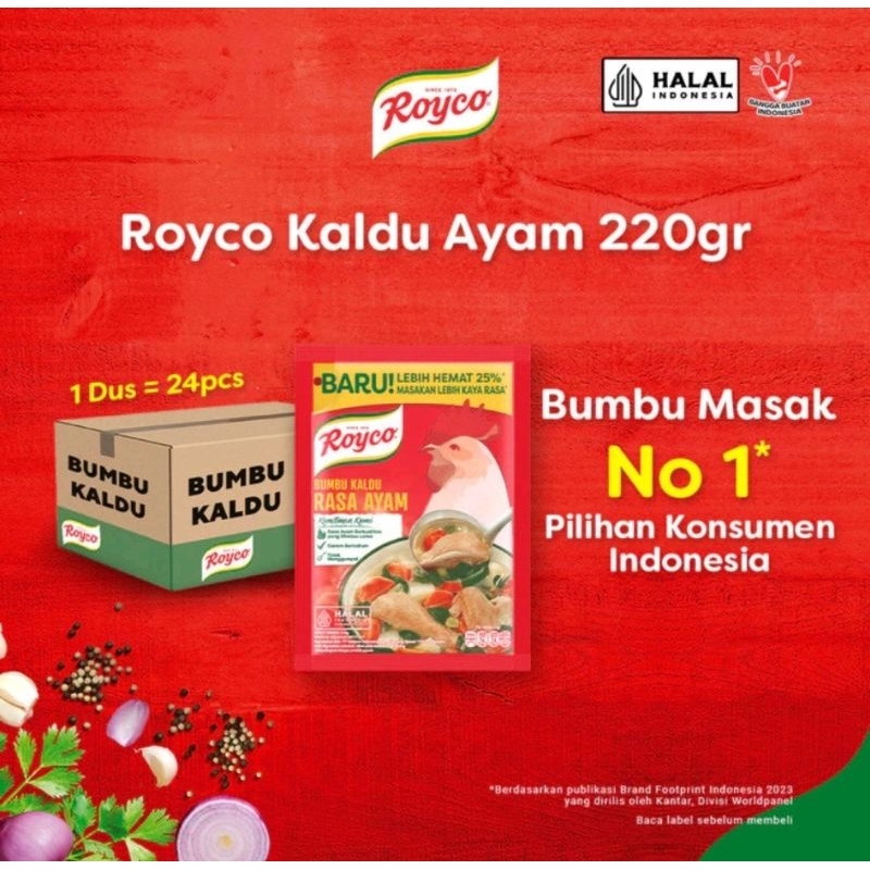 

Royco Bumbu Kaldu Penyedap Makanan Rasa Ayam Beryodium 220gr