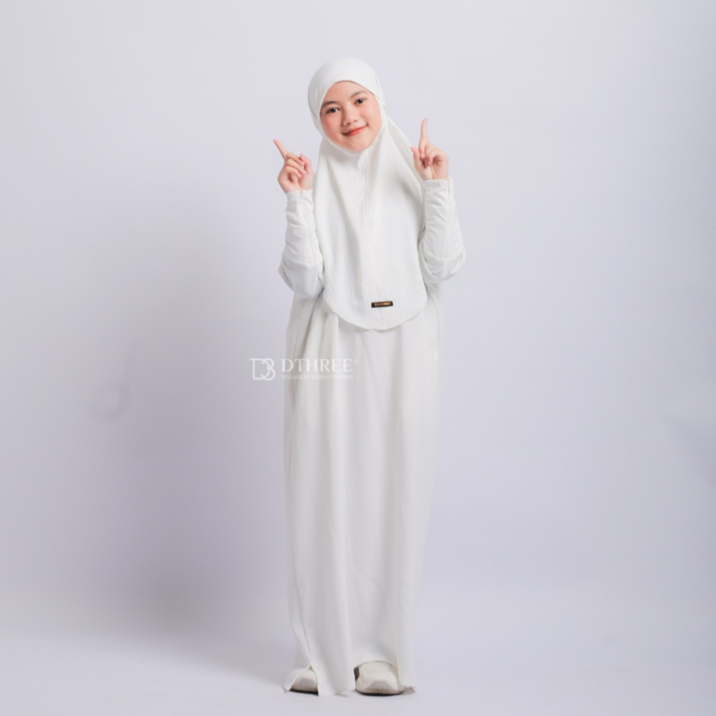 value pack dthree - abaya anak maryam series ( putih ) gamis anak perempuan putih / gamis anak