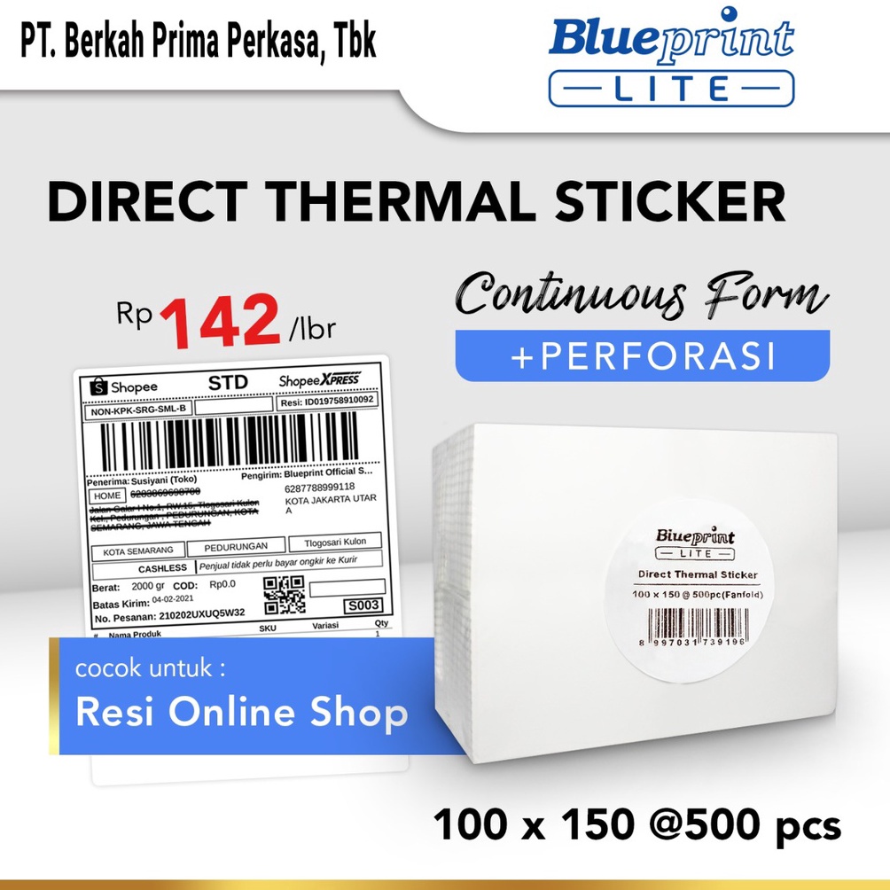 

Direct Thermal Sticker 1 x 15 BLUEPRINT Lite 1x15 mm 5Pcs CF ART V5N6