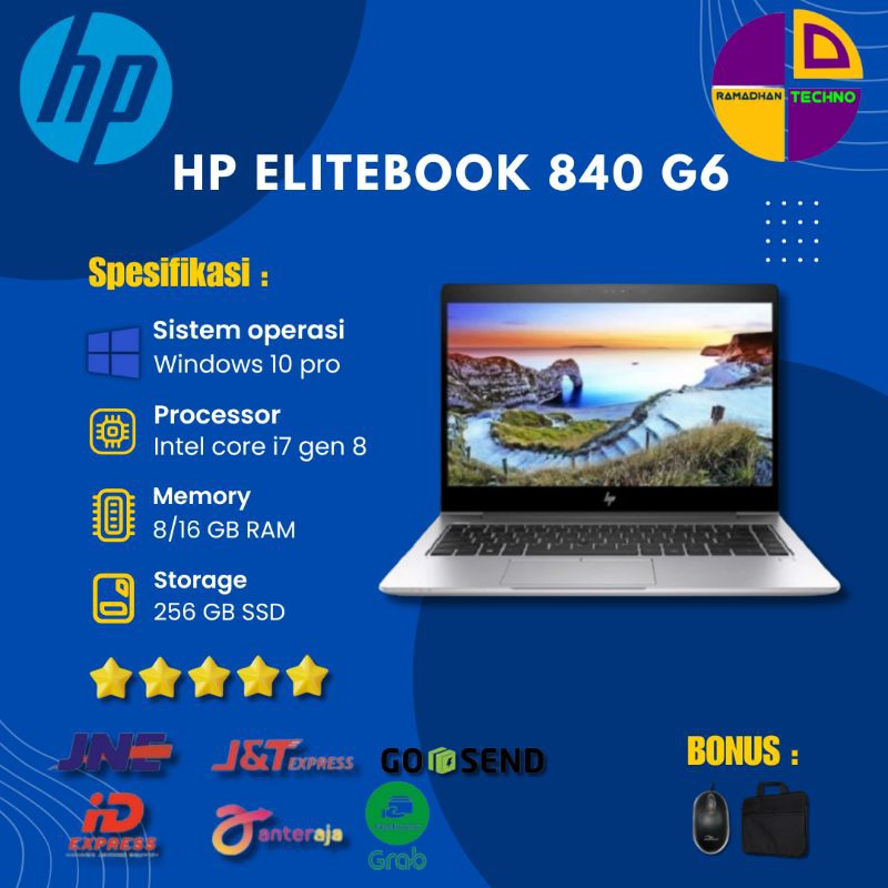 LAPTOP ELITEBOOK  HP 840 G6 CORE i7 GEN 8 RAM 8GB SSD 256GB BERKUALITAS