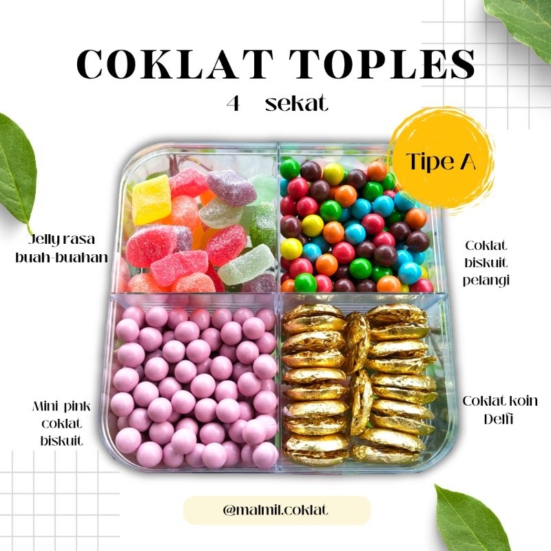 

Coklat Toples 4 sekat | Cemilan coklat Lagie Delfi Jelly buah