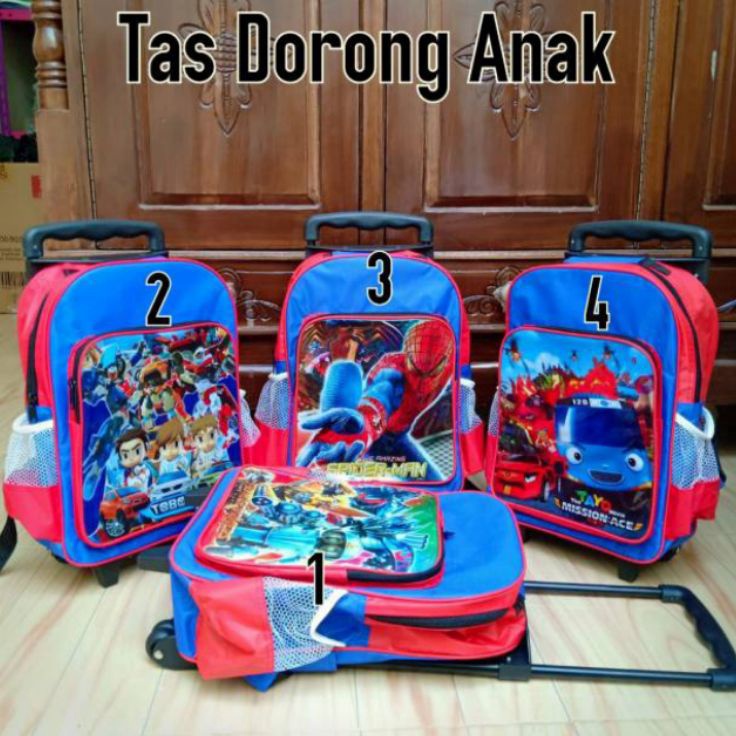 Kejar Grosir  Tas troli anak laki laki sekolah SD TK paud  tas dorong  tas ransel dorong sekolah TK 