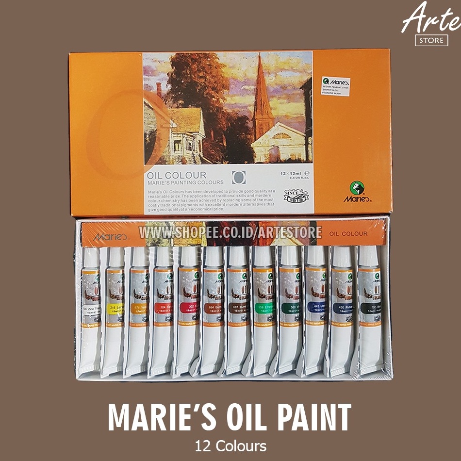 

Cat Minyak MARIES Oil Color 12 Warna ART U4K4