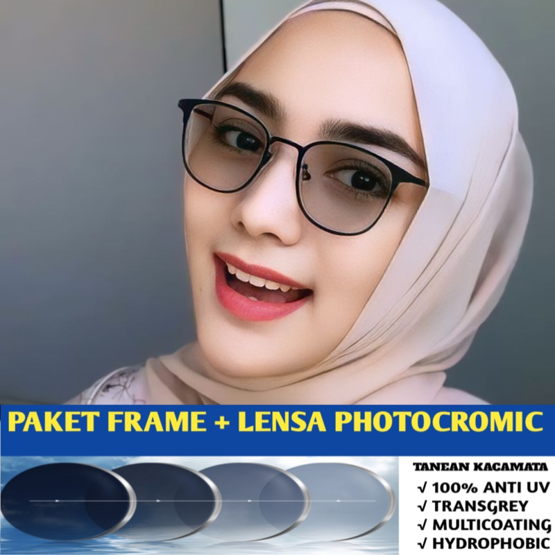 KACAMATA PHOTOCROMIC | kacamata 1924 wanita/pria | paket frame + lensa photocromic