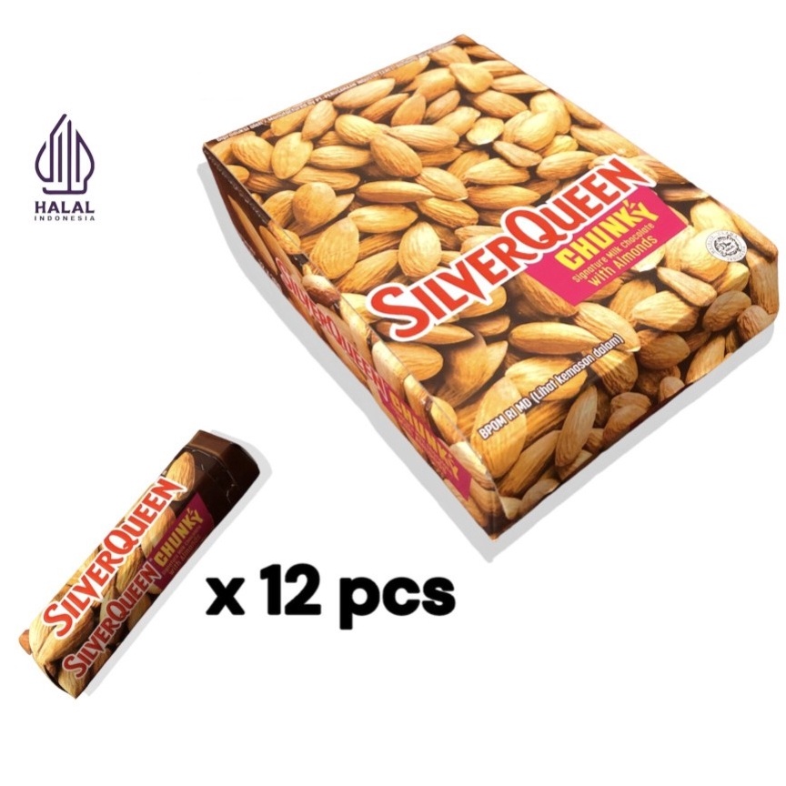 

KODE PRODUK R8JEA7853 Silverqueen Chunky Bar Almond MINI 3 gram 1 box isi 12 pcs