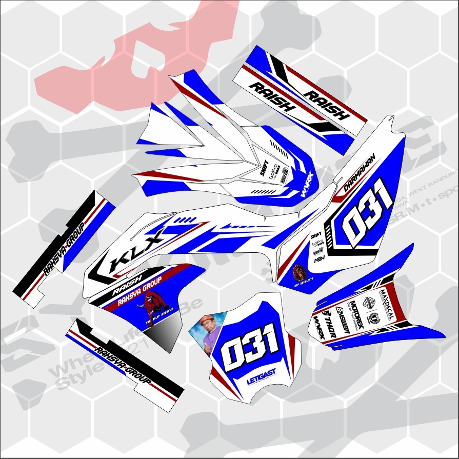 Decal/Stiker KLX230/D'Tracker/ klx bf/CRF150L/KLX Gordon/WR155/full body dll(Bisa ganti warna+nama+n