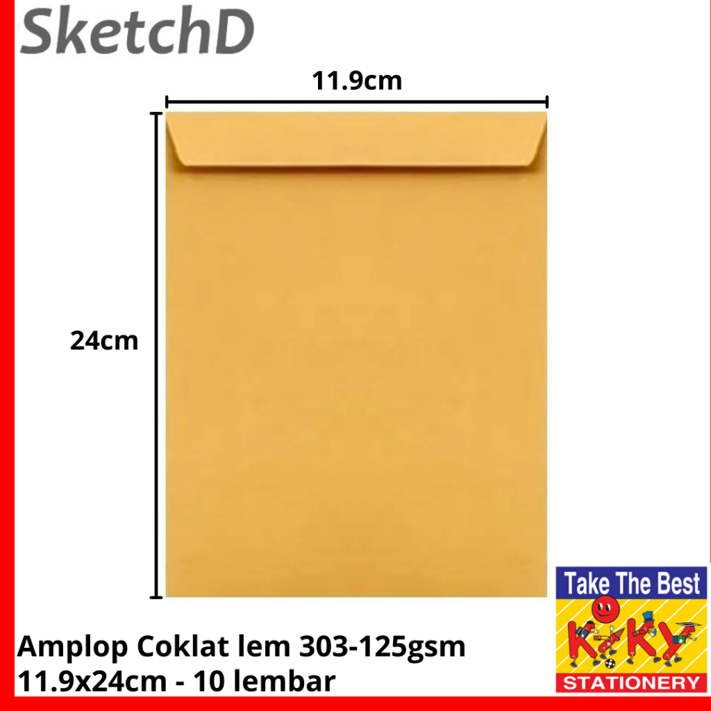 

Amplop Coklat lem 303 - 125 gsm Kiky Envelope 11.9x24cm 10 lembar