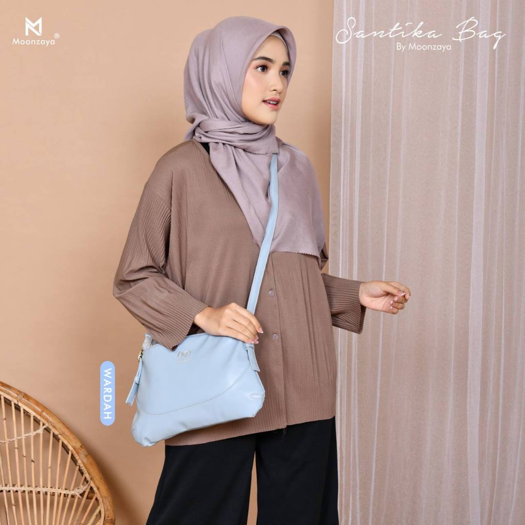 TAS SELEMPANG WANITA SANTIKA BAG ORIGINAL MOONZAYA MONZAYA SLINGBAG SLING BAG TALI PANJANG BAHAN KUL