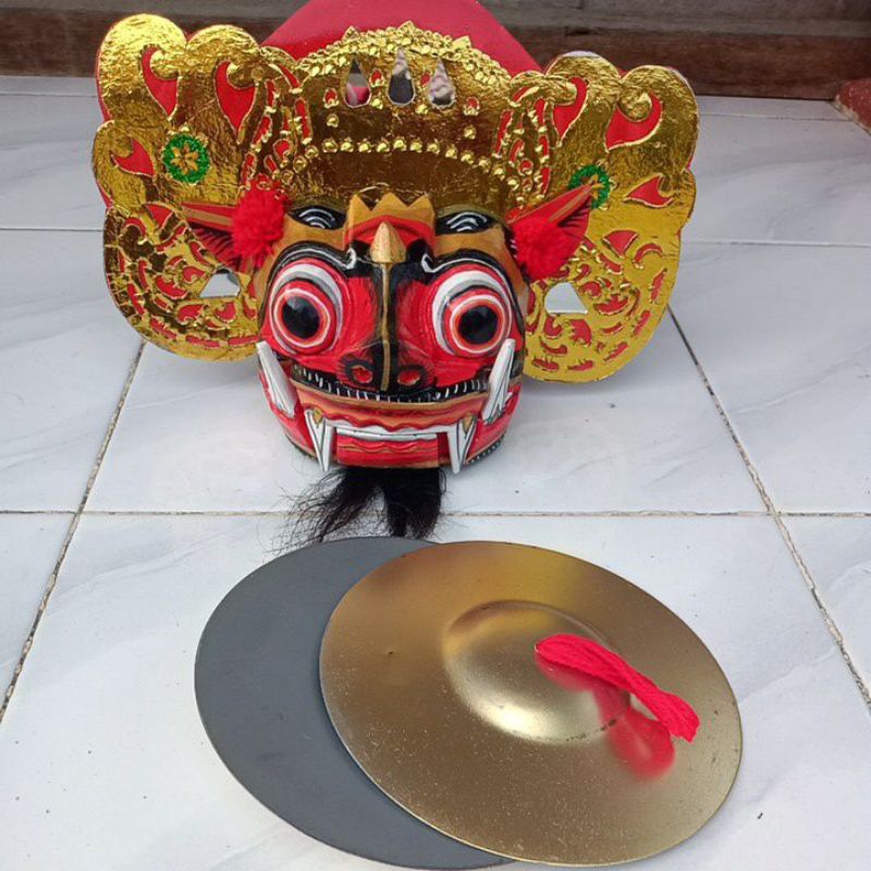 Barong ket kecil + cengceng_topeng barong bali_barong kayu_mainan barong bali