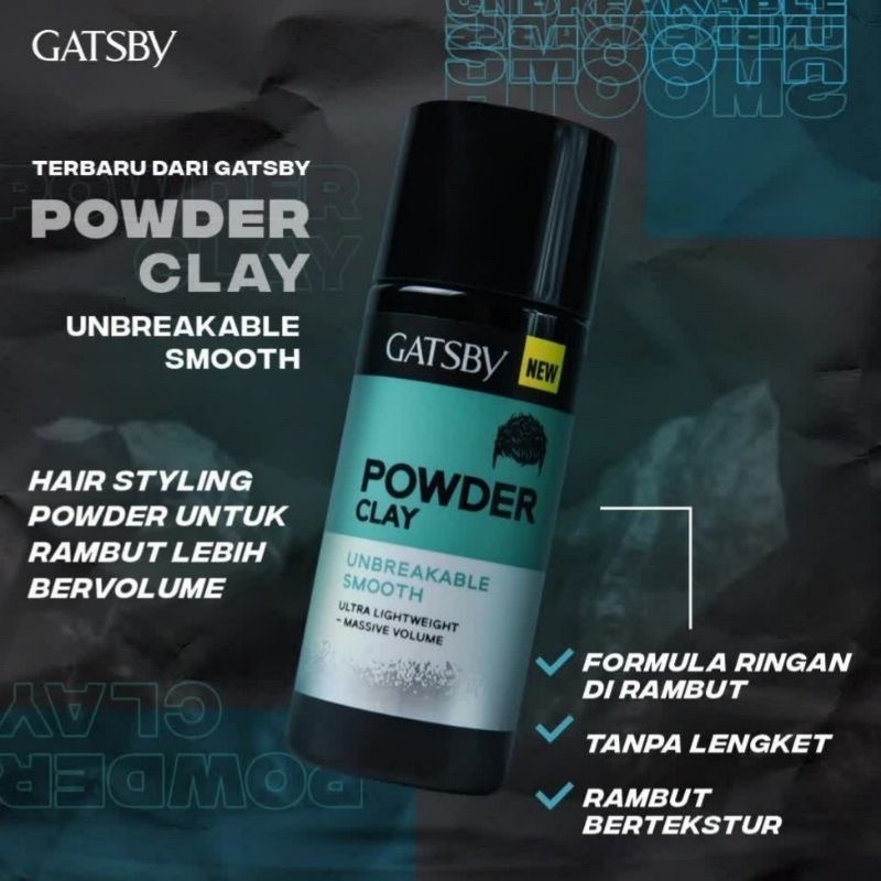 Gatsby Powder Clay Unbreakable Smooth 20 gr hair styling rambut pria