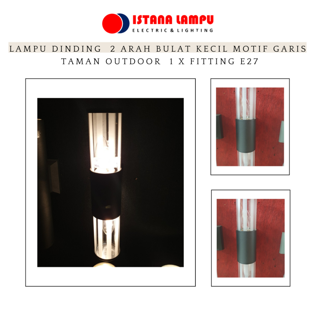 LAMPU DINDING  2 arah Bulat kecil motif garis TAMAN OUTDOOR  1 X FITTING E27