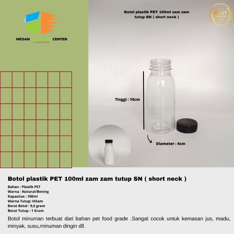 Botol Plastik Zam zam 100ml / botol minuman / botol cantik / botol jelly