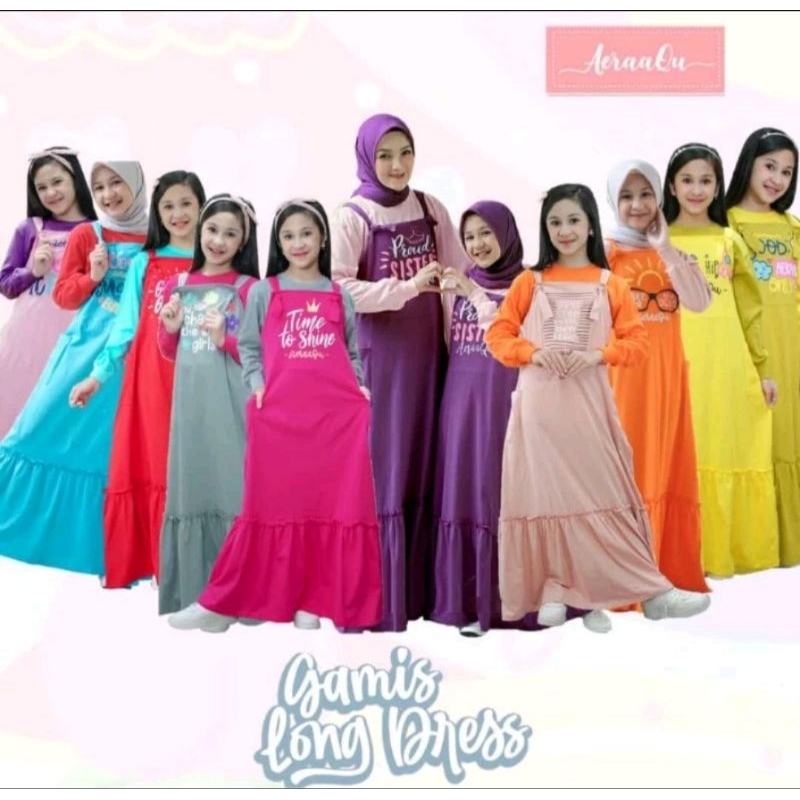 Gamis Long Dress Aeraaqu Size 14 - 18 T || Gamis Anak Besar Panjang Aeraaqu