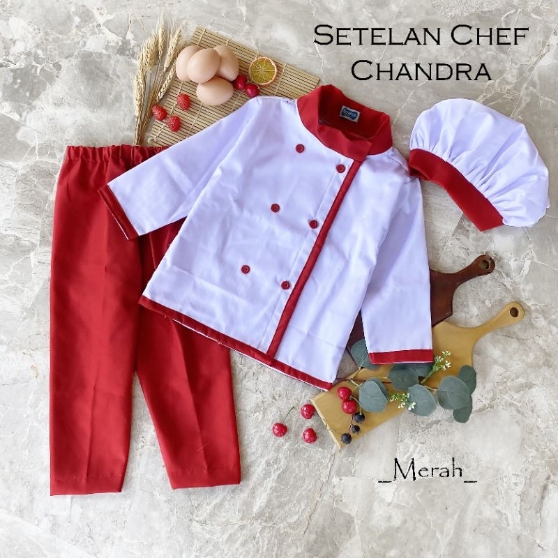 setelan chef chandra/baju chef anak/kostum master chef anak/baju koki anak/kostum koki anak