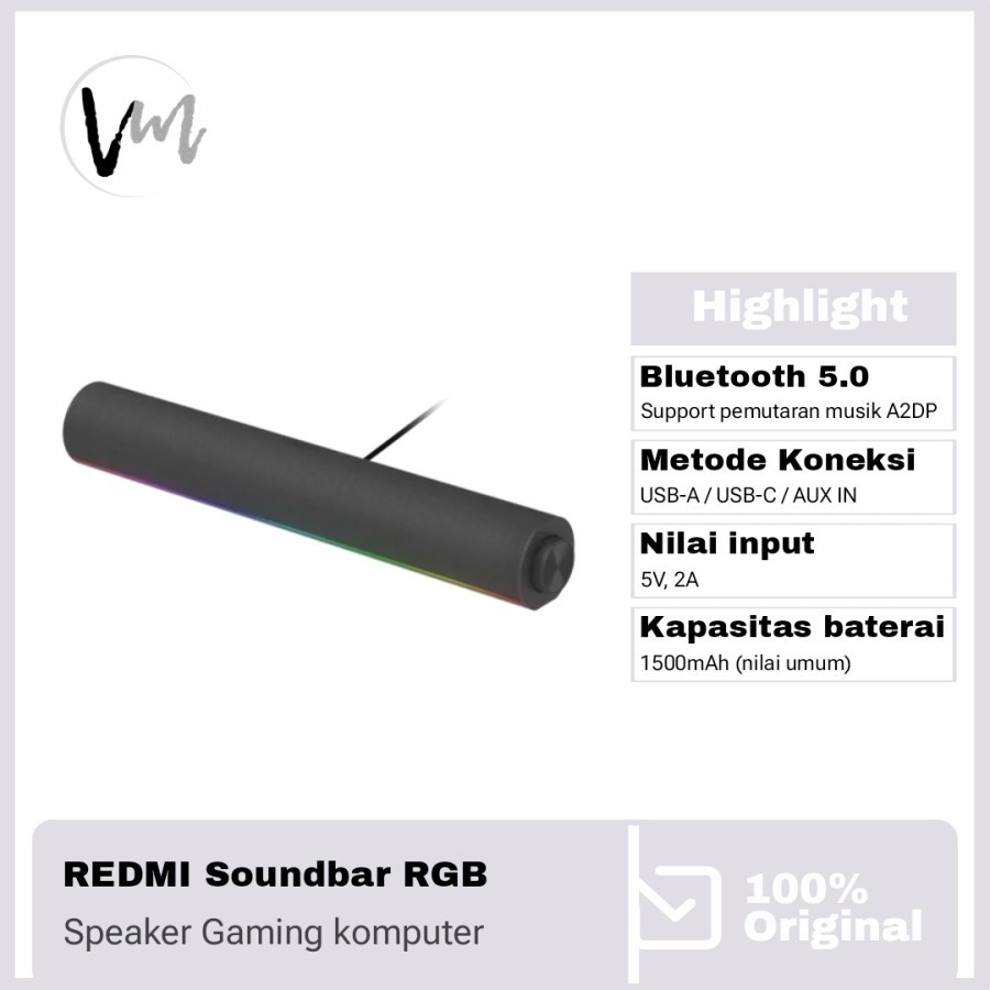 Xiaomi Redmi Speaker soundbar komputer Bluetooth AUX, koneksi Desktop Laptop Gaming  RGB computer